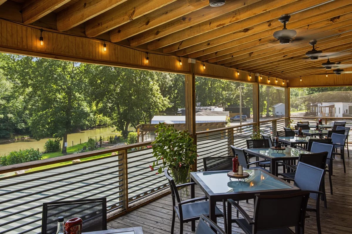 Bar and seating at The Oxbow